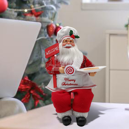 Figura De Papá Noel Sentado, Adorno Coleccionable,