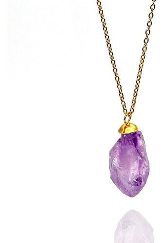 Collar Cuarzo Amatista En Bruto Violeta