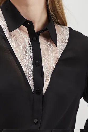 Blusa Camisera Encaje Negro Ash 14007224054102
