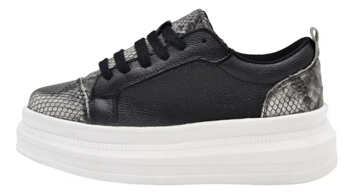 Tenis Sneakers Piel Genuina De Becerro Con Snake Casual 