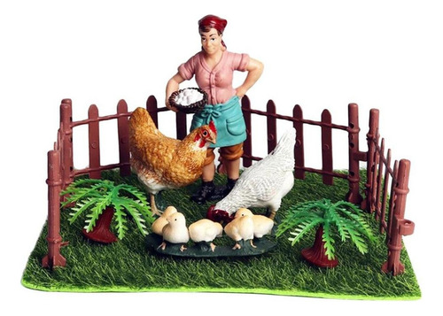 Microadorno En Miniatura Con Diseño De Gallinas De Granja