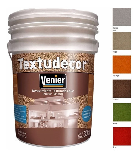 Revestimiento Venier Textudecor Varios Colores 30kg Ext Int