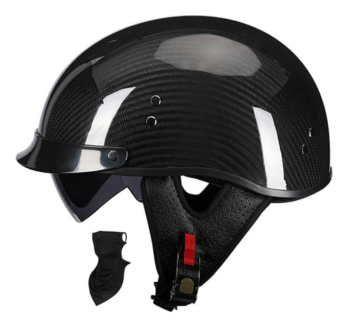 Medio Casco De Motocicleta C/visera Solar Tallam Negro Brill