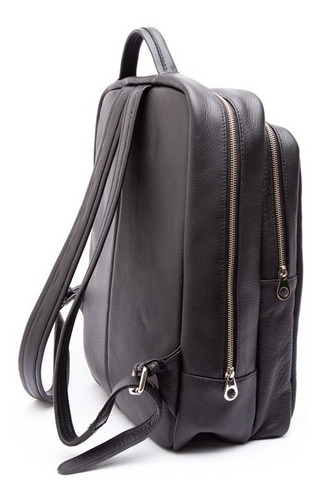 Mochila Porta Notebook Cuero Vacuno Artesanal Cierre Color Negro