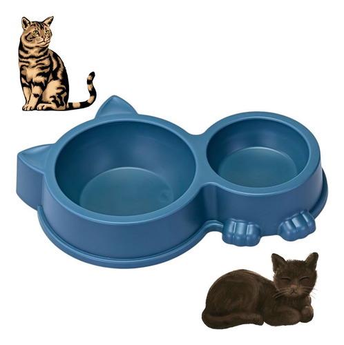 Comedouro E Bebedouro Pote De Ração Duplo Plástico Gato Fofo