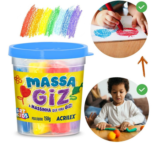 Massa Giz 100g Acrilex - A Massinha Que Vira Giz - 6 Cores