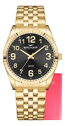 Relógio Backer Germany Feminino Dourado Original 10304145f