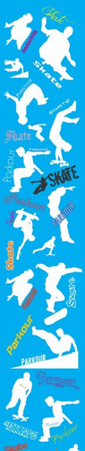 Papel Parede Adesivo Infantil Menino Skate Radical Az Teen45