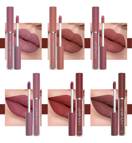 Juego De 6 Lápices Labiales Líquidos Mate, Kit De Maquillaje