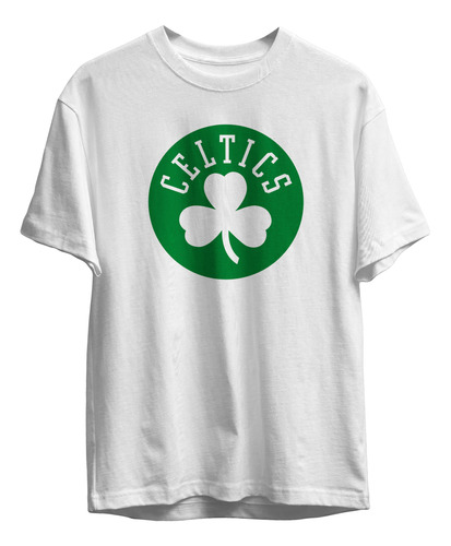 Remera Basket Nba Boston Celtics Blanca Logo Completo