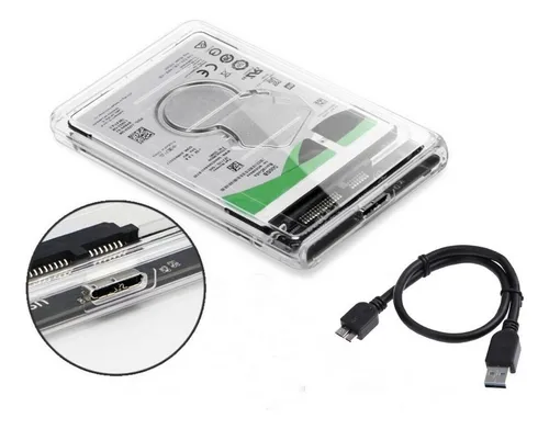 Case Para Hd Externo Transparente Usb 3.0 Sata 2.5 Notebook