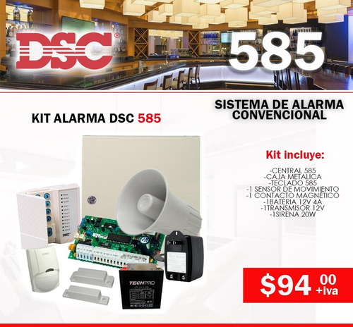 Kit Alarma Dsc 585 Cableada Para Casa Sensor Movimiento 585