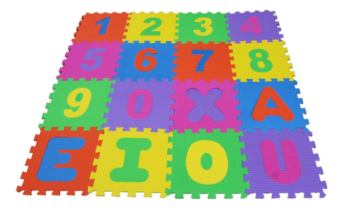 Tapete Fomi Foamy Rompecabezas Único Espesor 12mm- Colores NUMEROS Y VOCALES