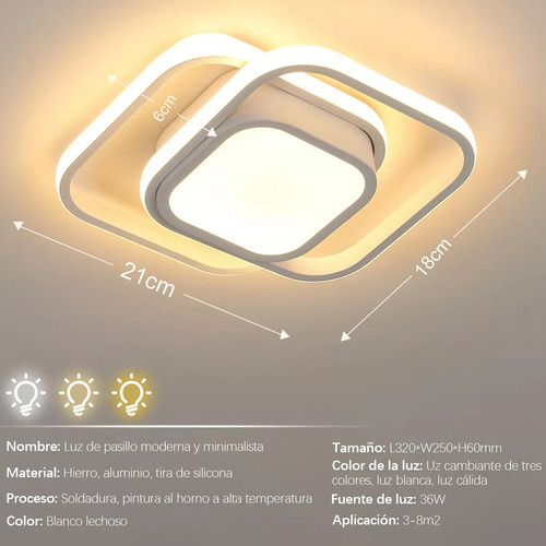 Sonheo Lámparas De Techo Led Colgante Modernas Decorativa Sala Baño Y Interiores Incluye Focos Con 3 Modos De Luz blanca cálida neutra 36w blanco