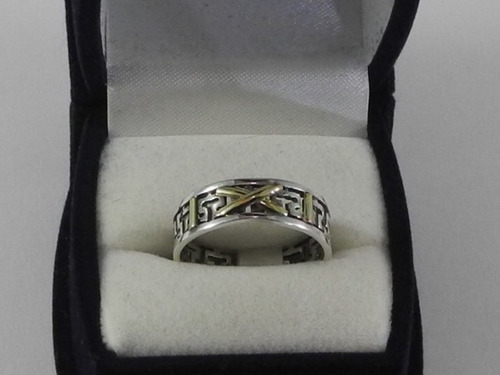 Anillo Calado En Plata 925 Y Oro 18k