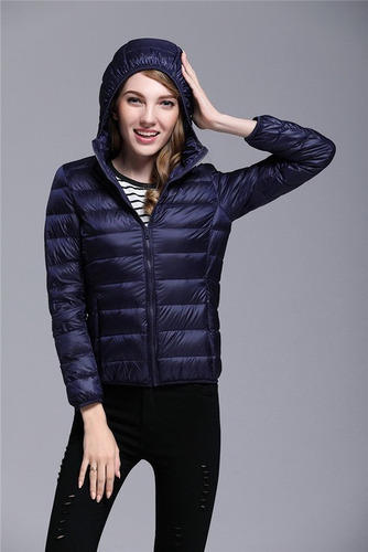 Chaqueta Plumas Mujer Capucha Ultraligera 10 Colores Variado