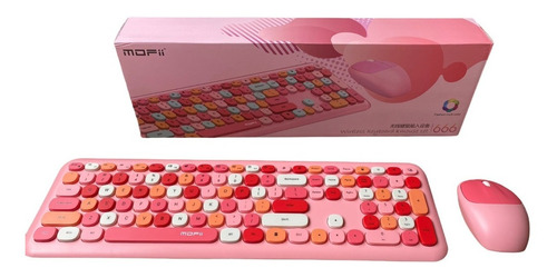 Combo Inalámbrico Teclado Y Mouse Mofii 666 2,4g Rosa