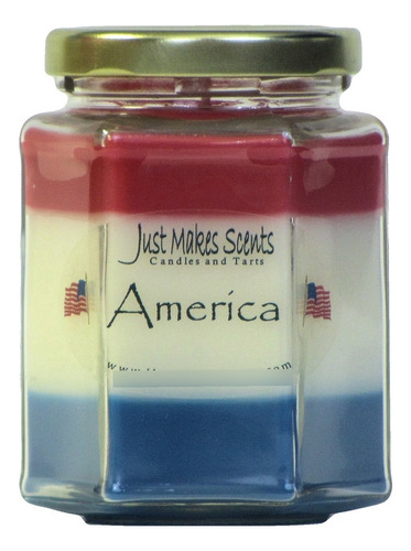 America  Patriotic Color Rojo Blanco Azul Blended Vela Soja