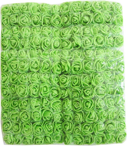 Mini Cabezas De Flores De Rosas Falsas 144 Pcs. Color Verde