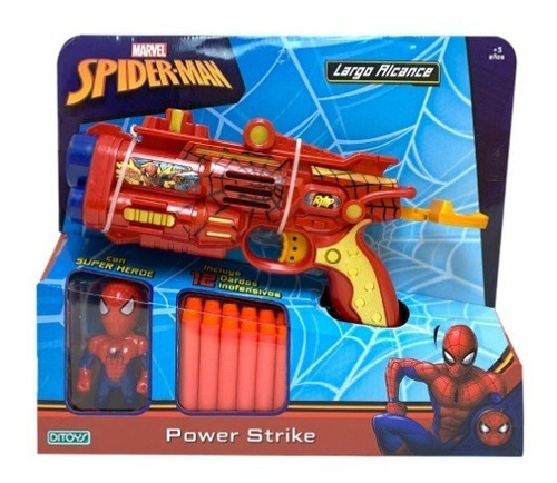 Power Strike Spiderman Pistola Lanza Dardos Ditoys Fact A