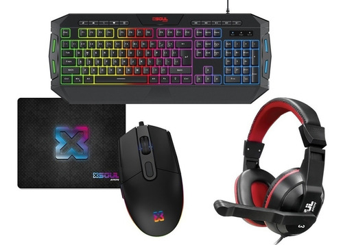 Combo Gamer 4 En 1 Teclado + Mouse + Auriculares Mic + Pad