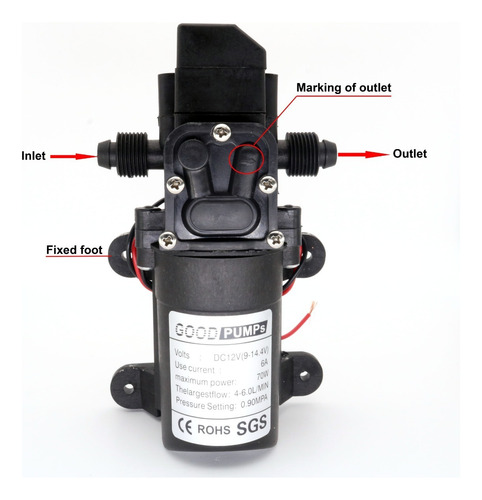 Bomba De Agua De Diafragma De Presión Para Jardín 12v 130psi