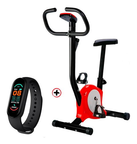 Bicicleta Fija Fitness Ajustable + Reloj C/monitor Cardíaco