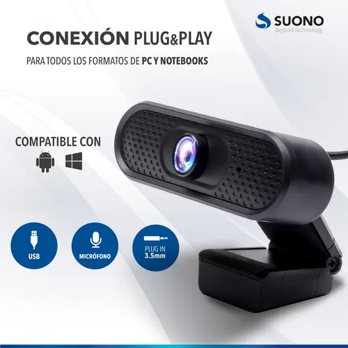 C mara Web Full Hd Pc Notebook Plug And Play Usb Articulada Color