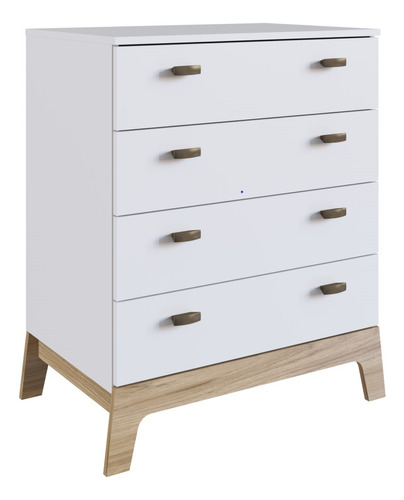 Cômoda Bebê Multiuso Quarto 4 Gavetas Design Retrô Branco