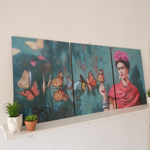 Cuadros Modernos Tripticos Frida Kahlo 42x90cms Frida01