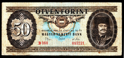 Hungría Billete De 50 Forint Del Año 1969 - Pick #170b