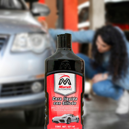 Cera Liquida Autos Con Silicon Roja Mas Brillo Marvil