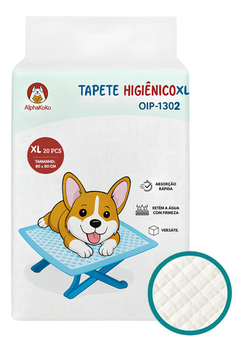 Tapete Higiênico Varipet Pet Fralda Chão Cães Cachorros Sanitário Canino Descartável Tamanho Xl 80 X 80cm 20 Unidades cor Blanco optic