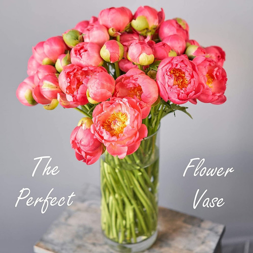 3 Florero Vidrio Cilíndrico Decorativo Moderno Elegante 22cm