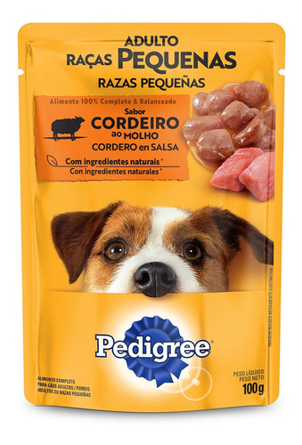 Alimento Pedigree Proteinas Ao Molho Razas Pequeñas para cão adulto de raça pequena sabor cordeiro em saco de 100g