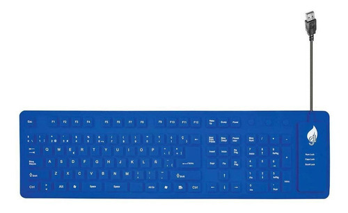 Teclado Para Pc Qwerty Green Leaf Flexible 18-8338 Color Del Teclado Azul