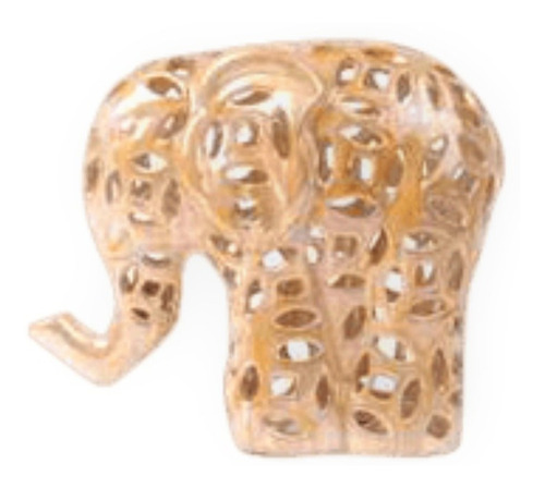 Figura Elefante De Porcelana Dorado