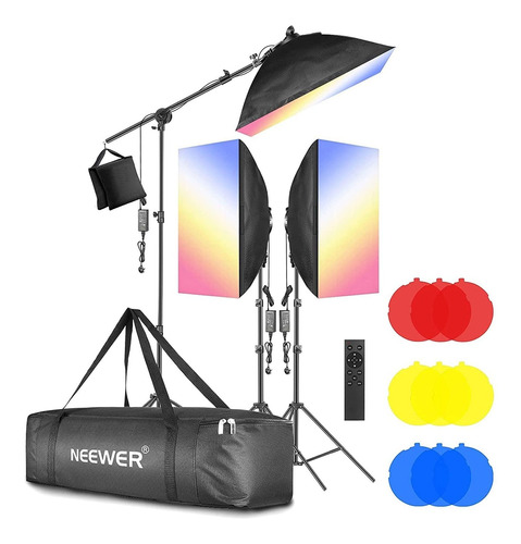 Paquete De 3 Kit De Iluminación Led Softbox 4g Con Fil...