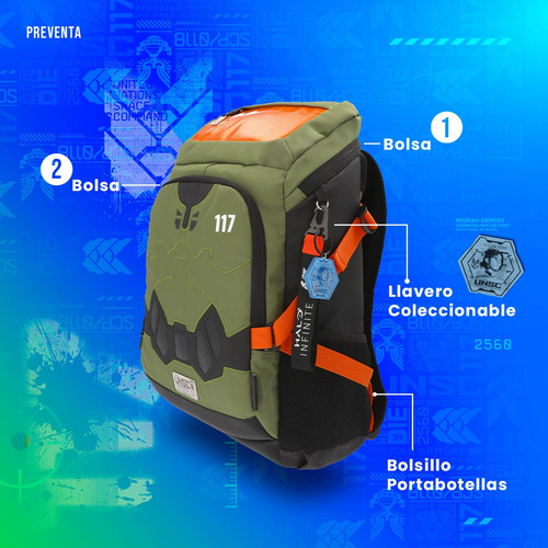 Mochila Halo Mitica Backpack Hal025bp194a Color Verde