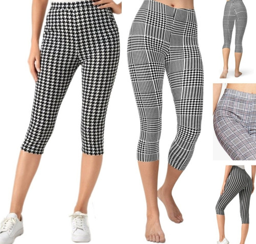 6 Pantalones Capri Leggin Cuadros Ejecutivo Deportivo Lycra