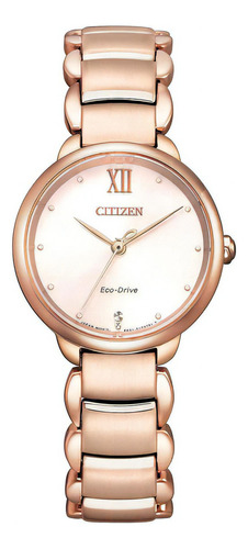 Reloj Citizen Eco Drive Classic Pink  Para Dama E-watch Color De La Correa Rosa