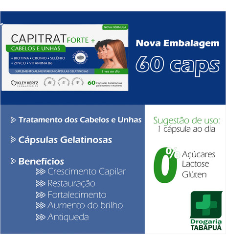 Kit 4 Capitrat Cabelos E Unhas 60caps Original Antiqueda