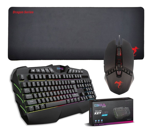 Teclado Gaming Led Gamer + Mouse Base Metalica 7 Botones 