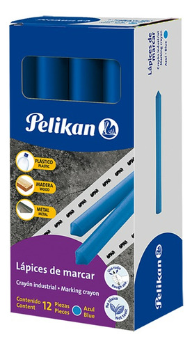 Crayon De Marcar Industrial Pelikan 762 (12) Color Azul