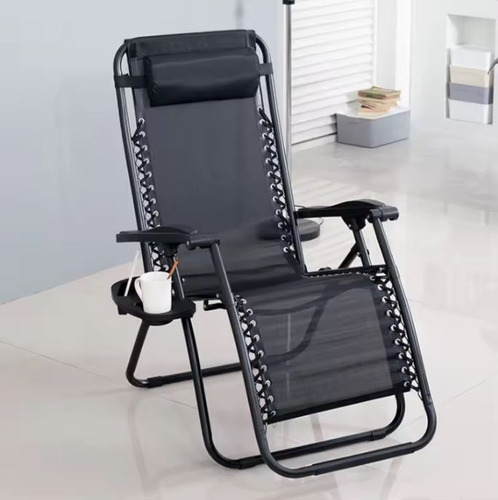 Silla Camastro Plegable Reclinable Gravedad Cero Jardin Color Negro