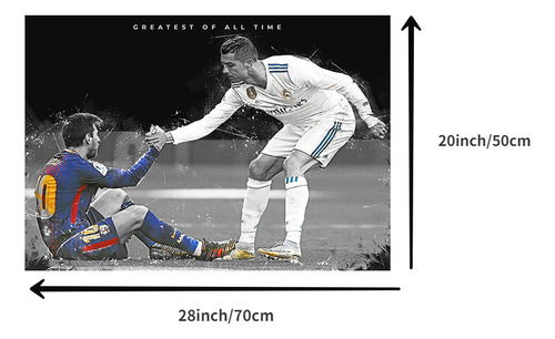 Póster Sobre Lienzo De Fútbol De Lionel Messi Y Cristiano Ro