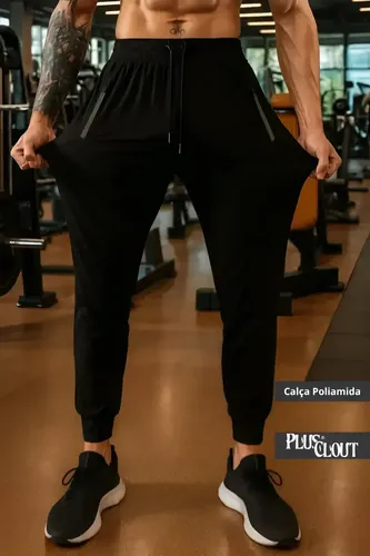 Calça Masculina Com Elastano Esportiva Fit Preto Liso G 40/44
