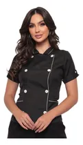 Comprar Dolmã Chef Feminina  Oxford Manga Curta Preta Celine