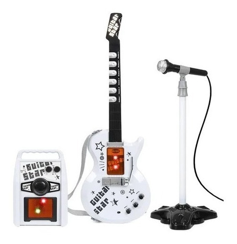 Guitarra Eléctrica Micrófono Amplificador Luz Ref. Hk-8010d