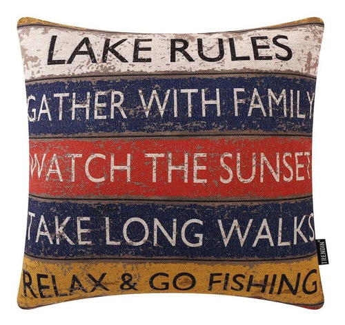 Plancha De Madera Lake Rules Throw Pillow Cover 18x18 P...